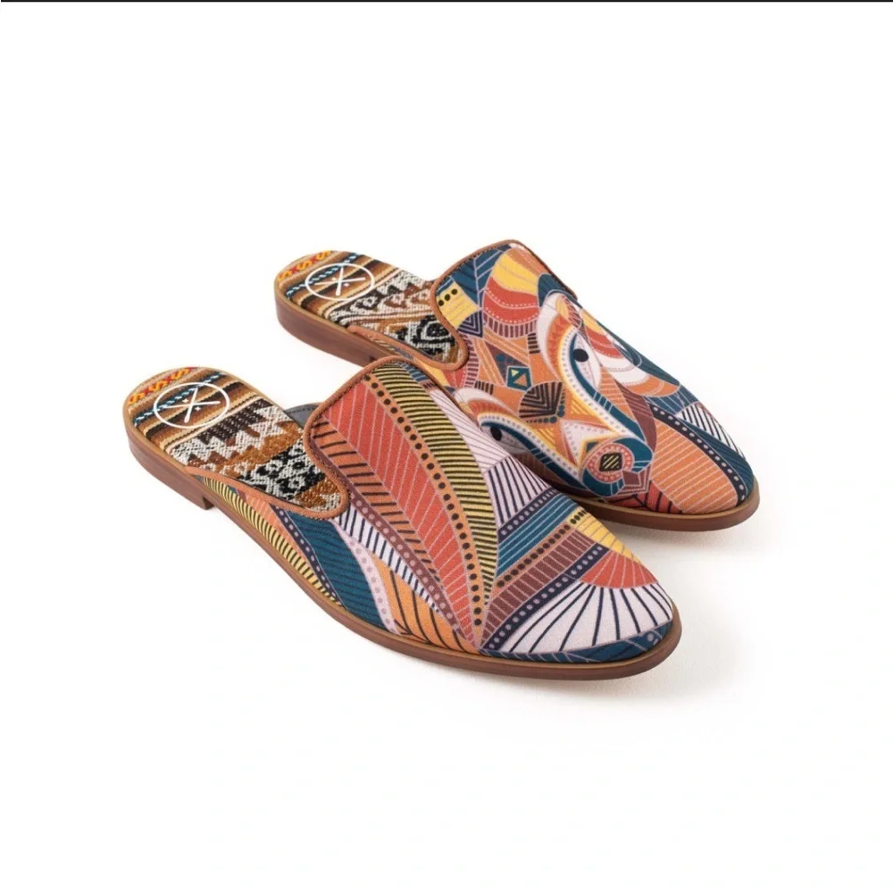 Inkkas Cyprus Bohemian Abstract Art Boho Free Spirit Closed Toe Hippie Slides 7